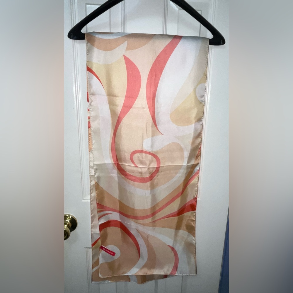 ANNE KLEIN Swirl Pattern Silk Scarf